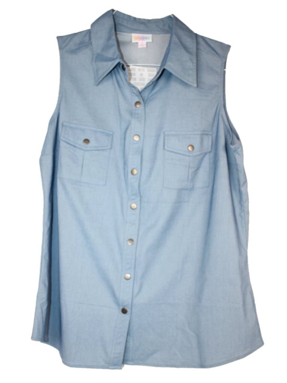 LuLaRoe ROXANNE Women's Tank Top Shirt Button Up w/ Pockets NWT Size Small Blue